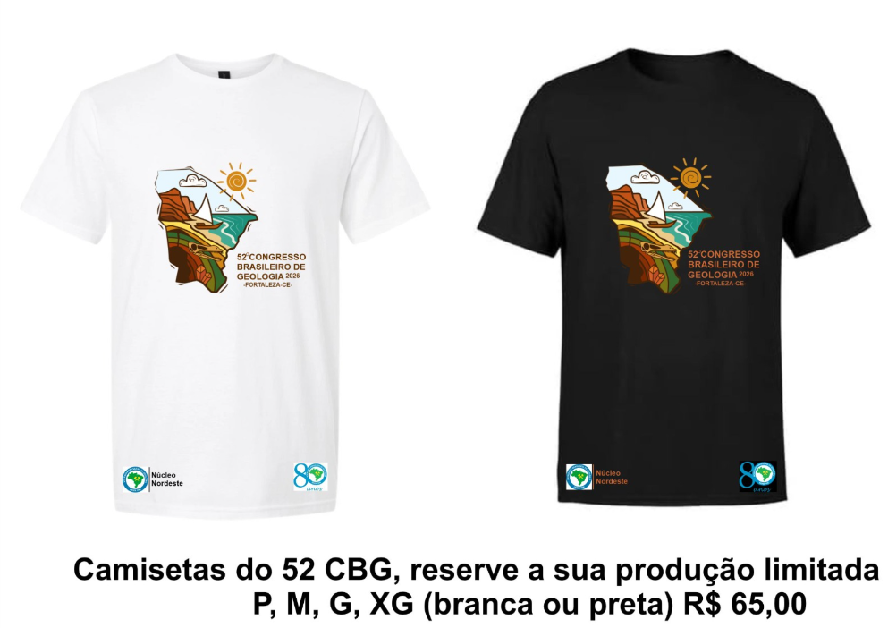 Camisetas do 52º Congresso Brasileiro de Geologia - branca e preta
